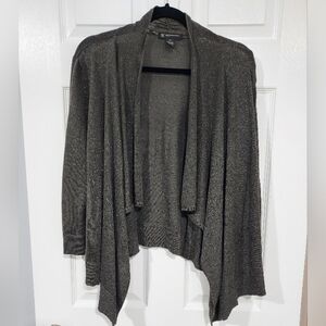 INC Woman Shimmery Gray Drape Open Front Cardigan in Size 2X